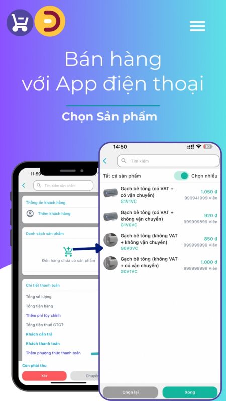 hướng dẫn trên ứng dụng bán hàng doPOS app trên điện thoại