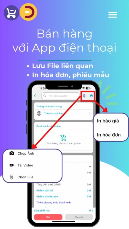 lưu trữ trên ứng dụng bán hàng doPOS app trên điện thoại