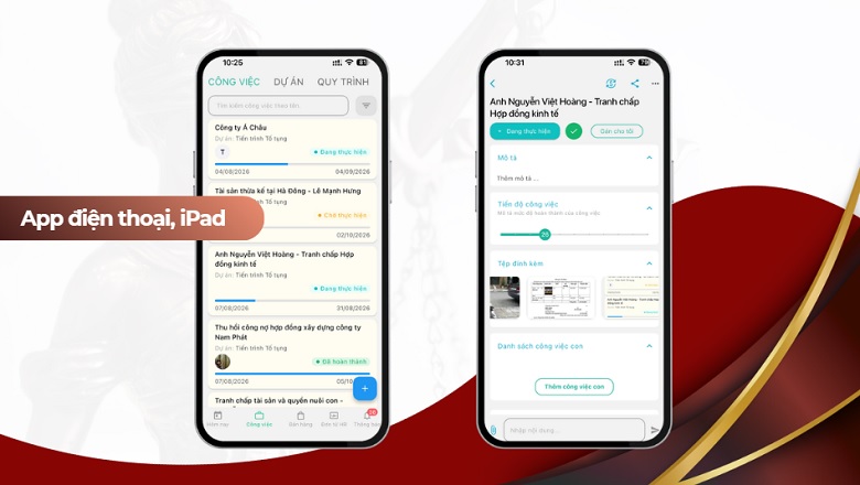 App giao việc, nhắc việc cho nhân viên pháp chế